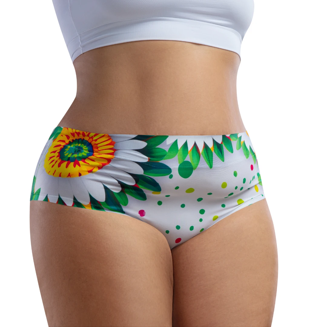 Memème Women’s Ultra-Comfortable DAISY– Emerald - Queen Size Panties | Original Prints, Unique Designs | Breathable Cotton Crotch, Stretchy Fit, Soft Flat Seams, No Elastic Bands | Style: High Waisted Brief | Everyday Use by Mememe