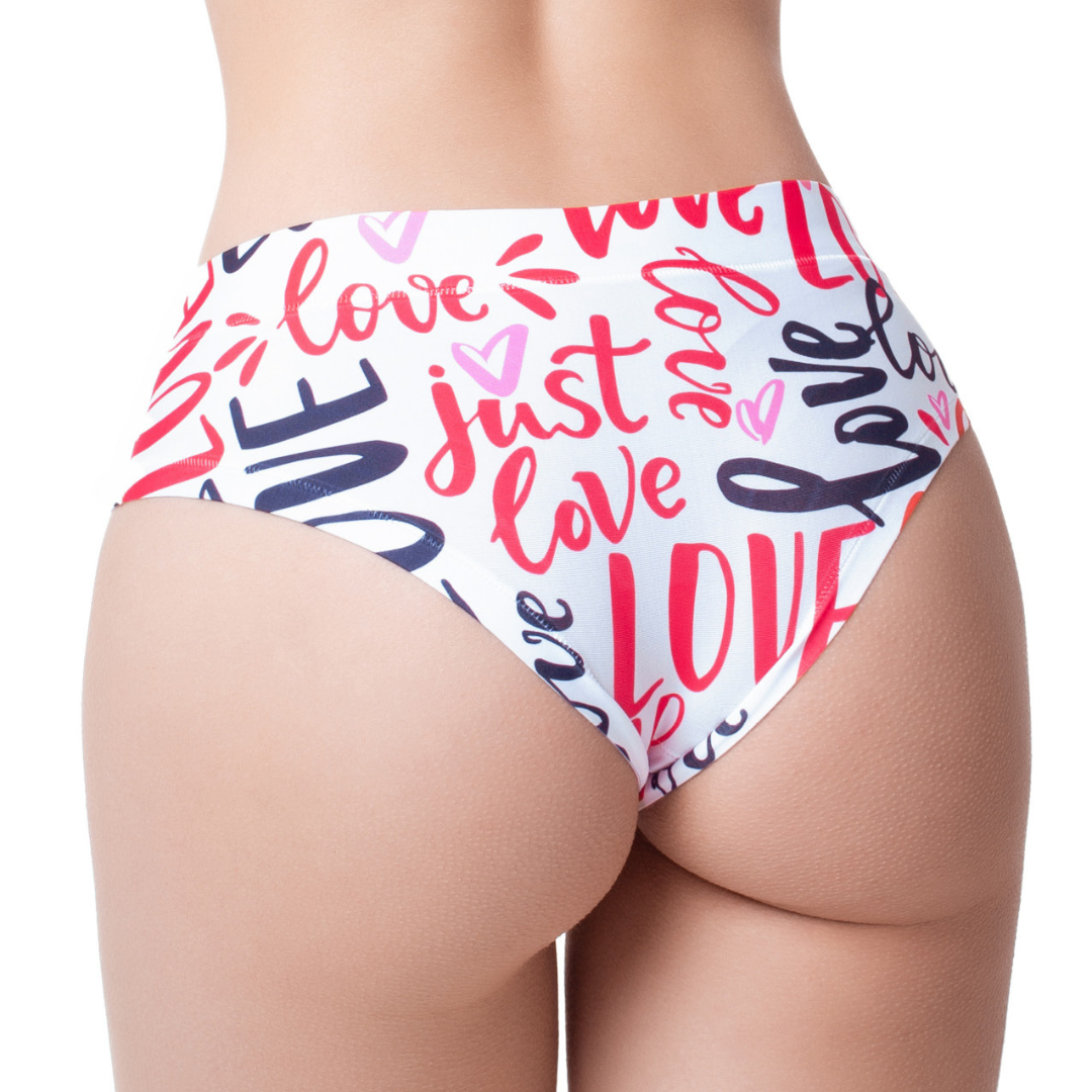 Memème Women's Ultra-Comfortable Love Message Panties - Breathable Cotton and Stretchy Fit