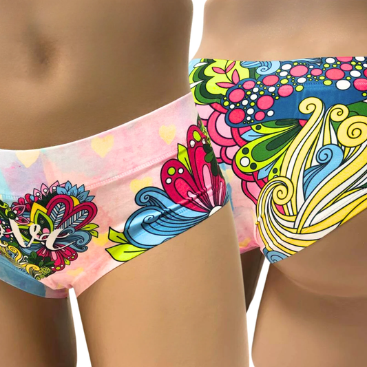 Memème Women’s Ultra-Comfortable LOVE - Spectrum Mix Panties | Original Prints, Unique Designs | Breathable Cotton Crotch, Stretchy Fit, Soft Flat Seams, No Elastic Bands | Two Styles: Slip/Brief and Thong | Everyday Use by Mememe