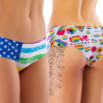 Memème Women's Pride Flag Panties - Ultra-Comfortable with Breathable Cotton, Stretchy Fit and Unique Designs