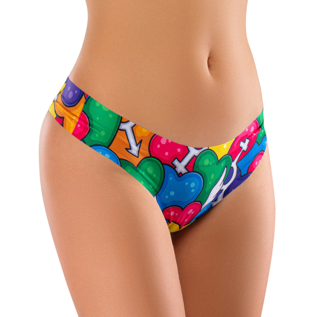 Memème Women’s Ultra-Comfortable Pride Hearts Panties - Breathable Cotton, Stretchy Fit and Soft Seams