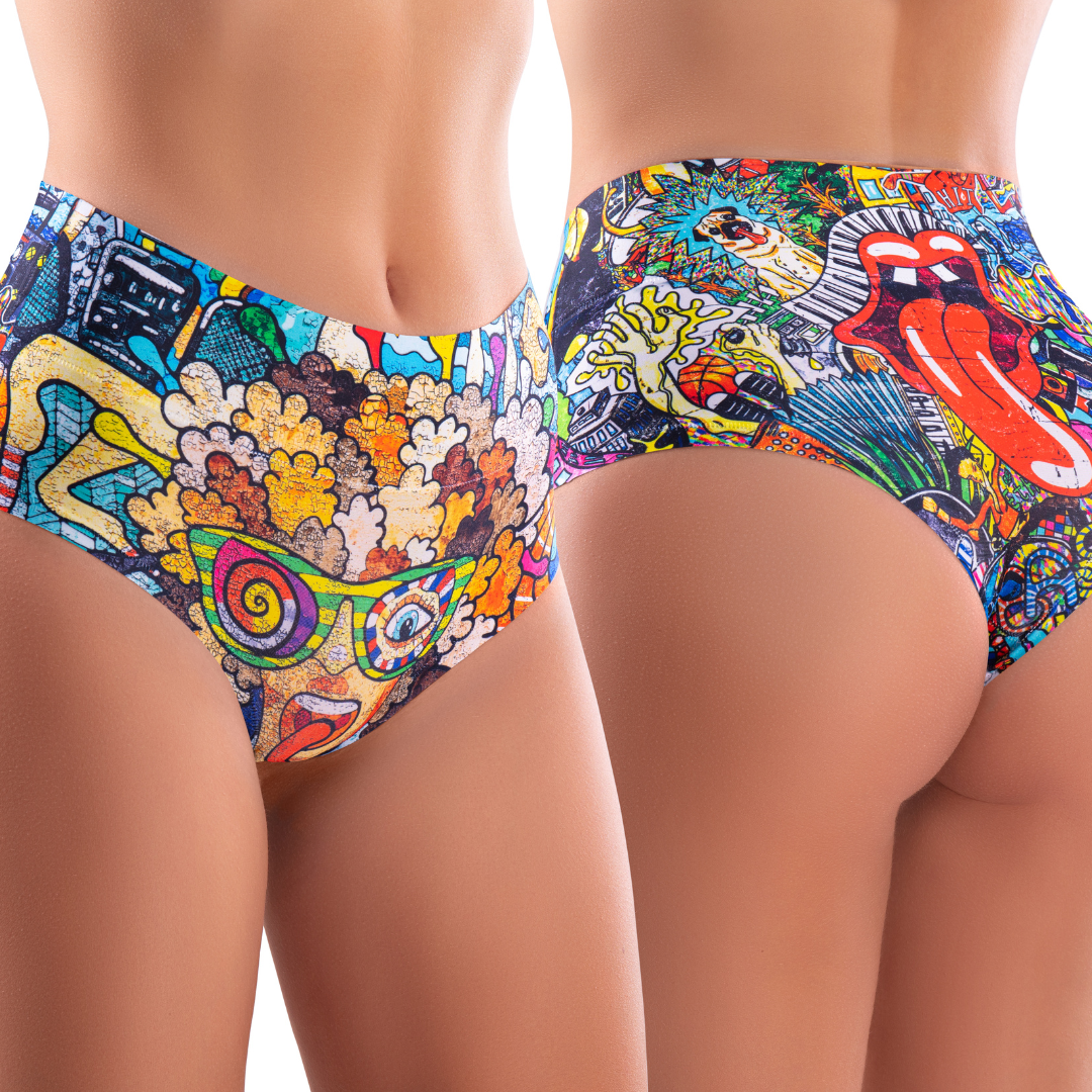 Memème Women’s Ultra-Comfortable PSYCHOTROPICAL - Trash - Panties | Original Prints, Unique Designs | Breathable Cotton Crotch, Stretchy Fit, Soft Flat Seams, No Elastic Bands | Style: High Waisted Brief | Everyday Use-2