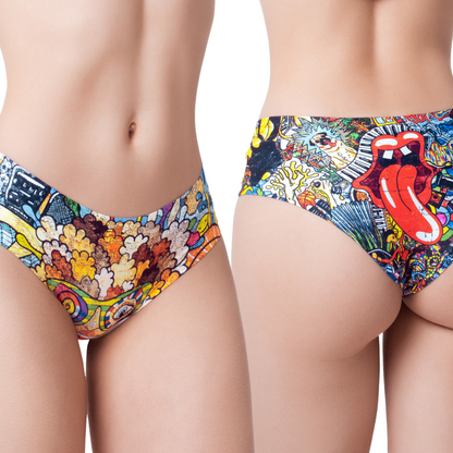 Memème Women's Ultra-Comfortable Psychotropical Trash Panties - Original Prints, Breathable Cotton, Stretchy Fit