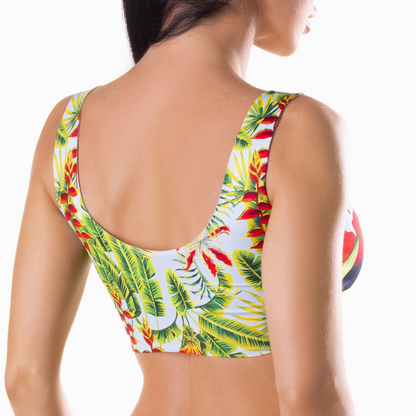 Memème Women's Ultra-Comfortable Tropical Toucan Crop Top - Breathable Fabric, Stretchy Fit, and Original Designs