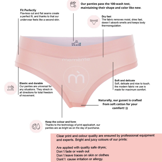 Memème Women's Ultra-Comfortable Art Panties - Breathable Cotton, Stretchy Fit and Unique Designs for Everyday Use