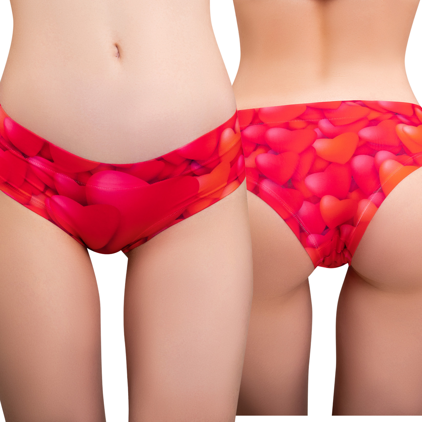 Memème Women's Ultra-Comfortable Valentine Heart Panties - Breathable Cotton Crotch, Stretchy Fit, No Elastic Bands