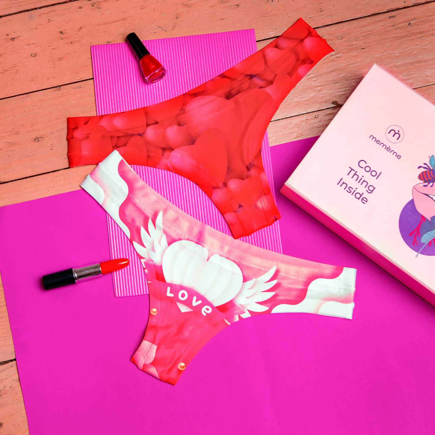 Memème Women's Ultra-Comfortable Valentine Heart Panties - Breathable Cotton Crotch, Stretchy Fit, No Elastic Bands