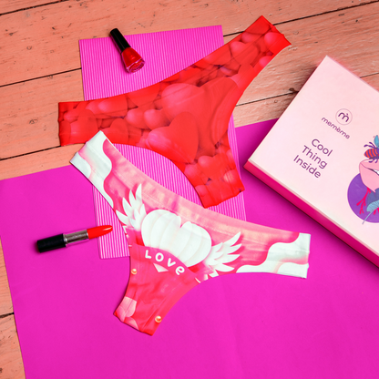 Memème Women's Ultra-Comfortable Valentine Heart Panties - Breathable Cotton Crotch, Stretchy Fit, No Elastic Bands