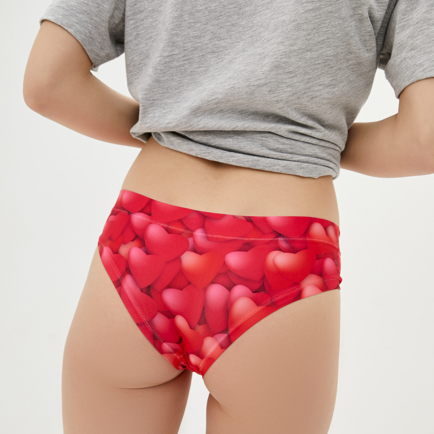 Memème Women's Ultra-Comfortable Valentine Heart Panties - Breathable Cotton Crotch, Stretchy Fit, No Elastic Bands