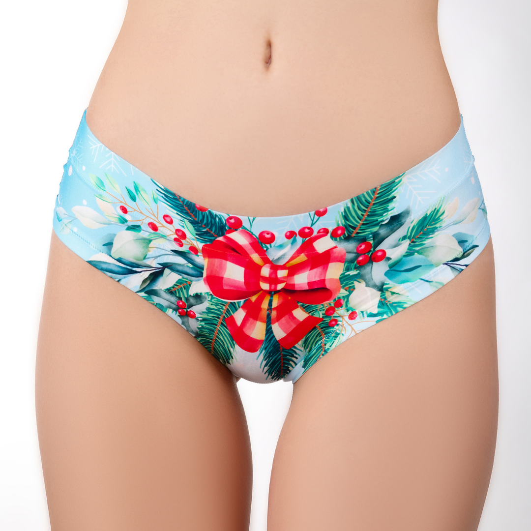 Memème Women's Ultra-Comfortable Christmas Bouquet Panties - Breathable Cotton, Stretchy Fit, Original Designs