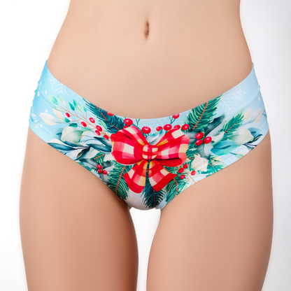 Memème Women's Ultra-Comfortable Christmas Bouquet Panties - Breathable Cotton, Stretchy Fit, Original Designs
