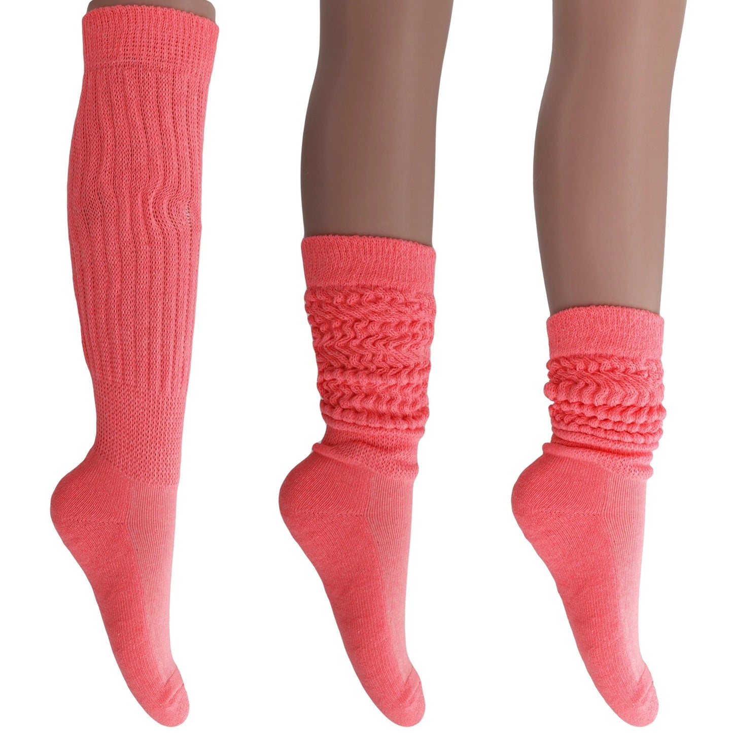Women's Slouch Socks – Soft Cotton Scrunch Socks, Retro Knee-High Boot Socks for Casual Wear & Comfort (6 Pairs) by AWS/American Made