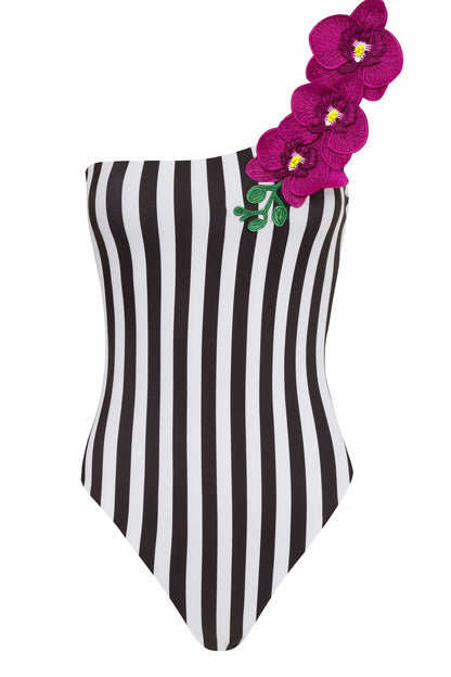 Vanda - Black One Shoulder Style Swimsuit