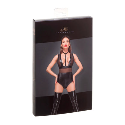 Sexy Sheer Powerwetlook Bodysuit Noir Handmade - Ansley Effect