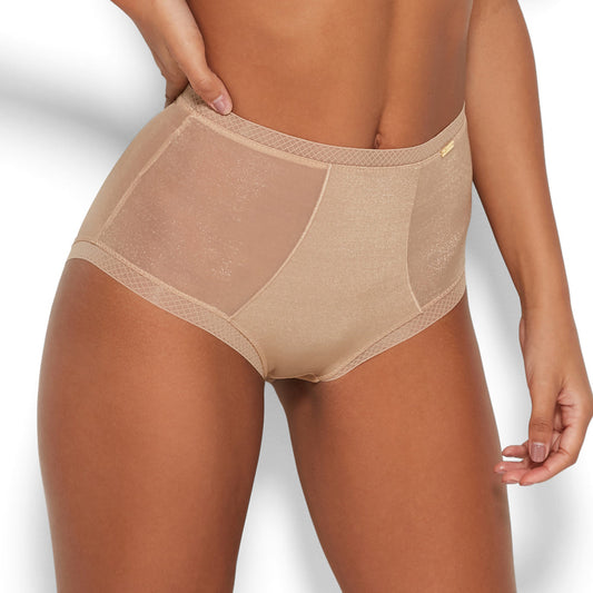 Sheer High Waist Brief Panty Glossies Nude-0