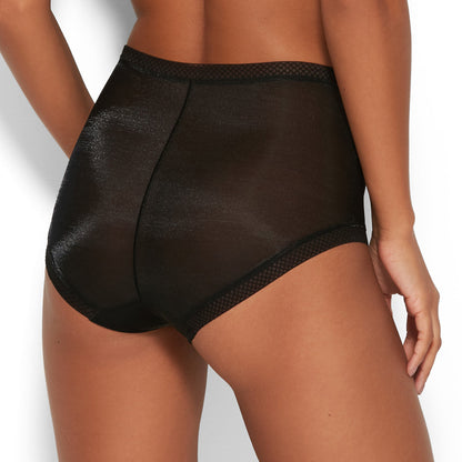 Sheer High Waist Short Panty Glossies Black-1