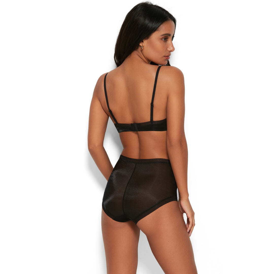 Gossard Glossies Black Sheer High Waist Deep Short Panty