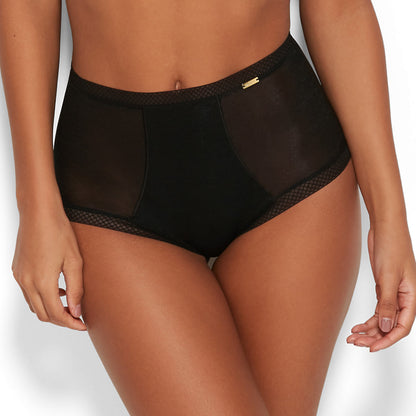 Sheer High Waist Short Panty Glossies Black-0