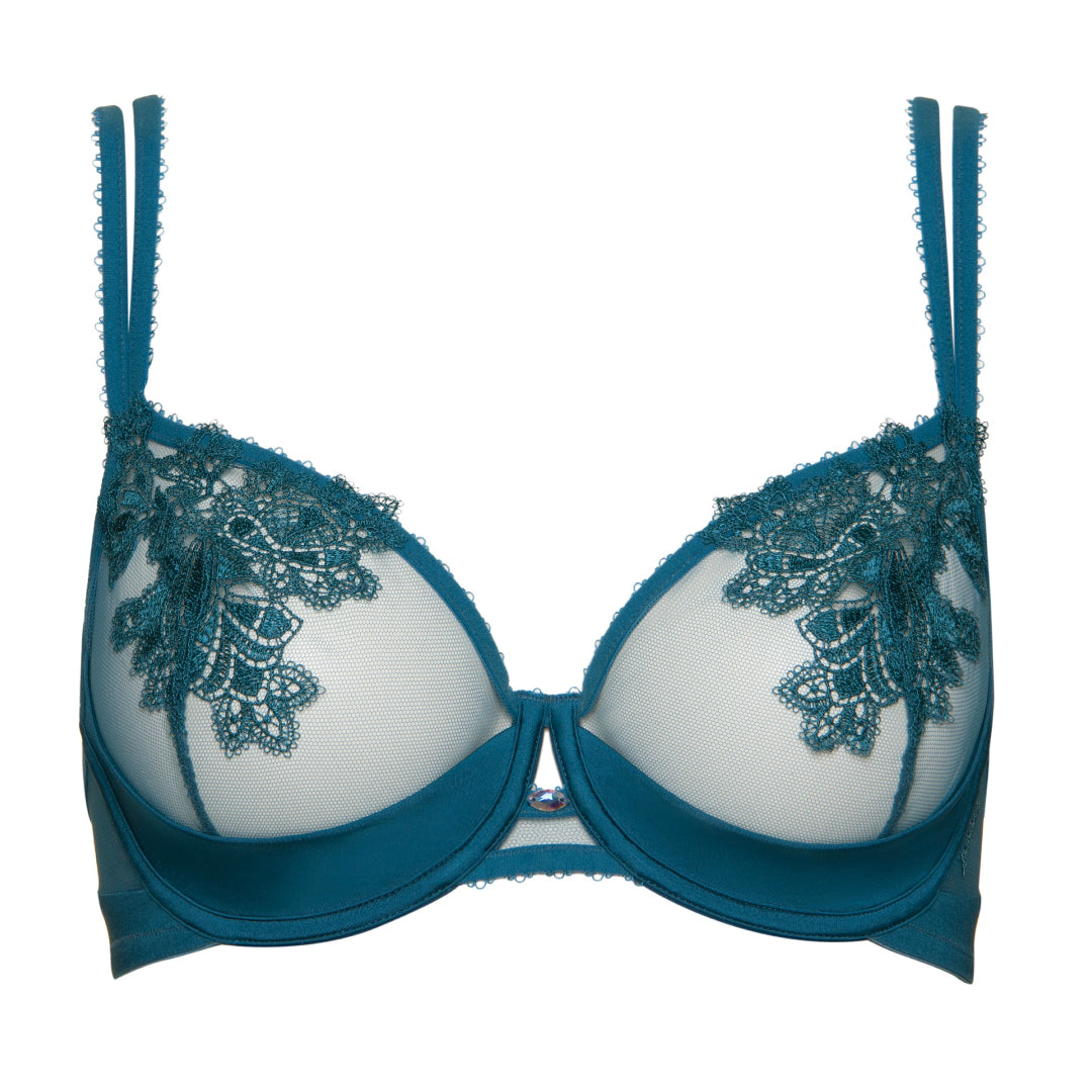 Lisca Peony Dark Turquoise Sheer Mesh Demi Bra