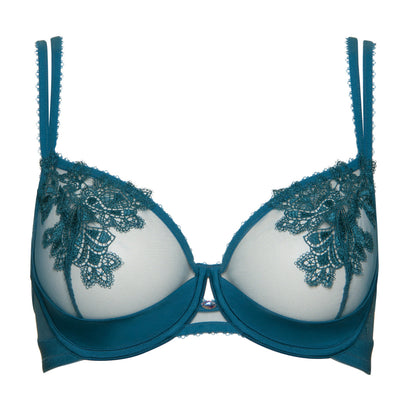 Lisca Peony Dark Turquoise Sheer Mesh Demi Bra