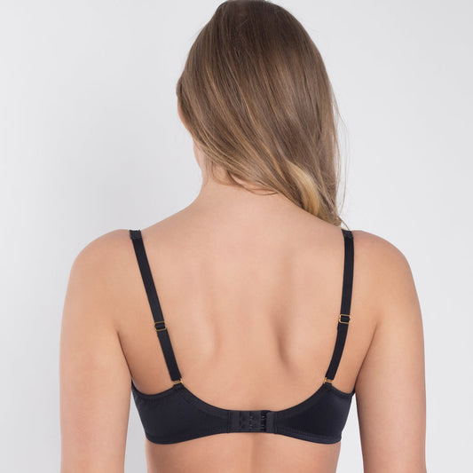 Samanta Perla Black Sheer Mesh Embroidered Full Figure Bra