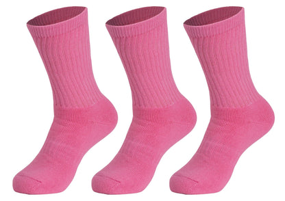 3 Pairs Cotton Crew Socks for Women – Soft, Breathable & Cushioned Athletic Sport Socks, Size 9-11 by AWS/American Made