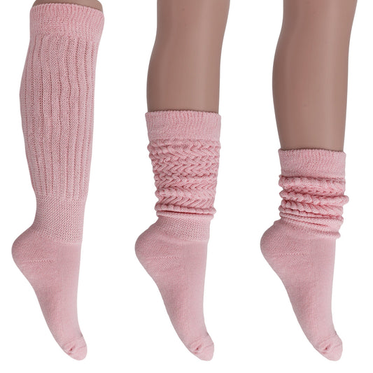 Women's Slouch Socks – Soft Cotton Scrunch Socks, Retro Knee-High Boot Socks for Casual Wear & Comfort (6 Pairs)