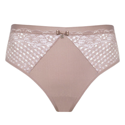 Samanta Rosalia Latte Sheer Mesh Tulle Lace Brief Panty