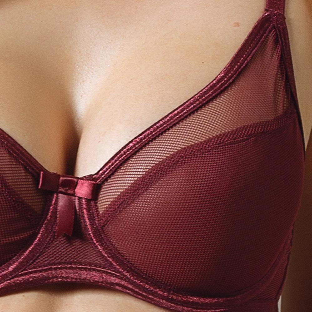 Sexy Fishnet Sheer Bra Claudette Rouge Noir by Claudette Lingerie