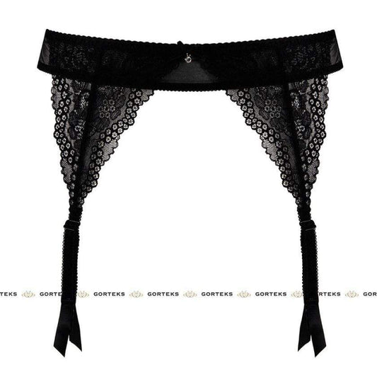 Sexy Sheer Lace Garter Belt Gorteks Scarlet Black