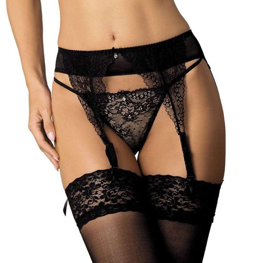 Gorteks Scarlet Black Sexy Sheer Lace Garter Belt