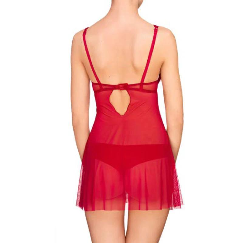 Sexy Sheer Plunge Babydoll Laumelle Red Kiss by Lauma Lingerie