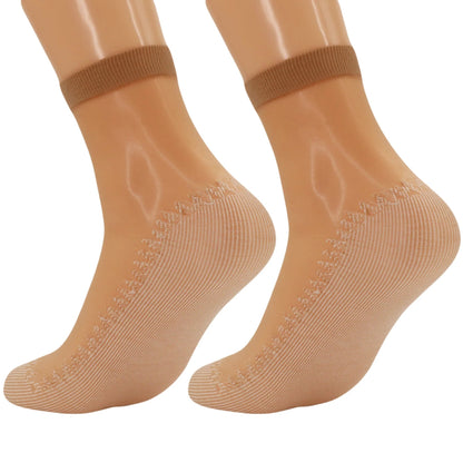 3 Pairs Women's Anti-Slip Sheer Ankle Socks with Cotton Sole and Reinforced Toe by AWS/American Made