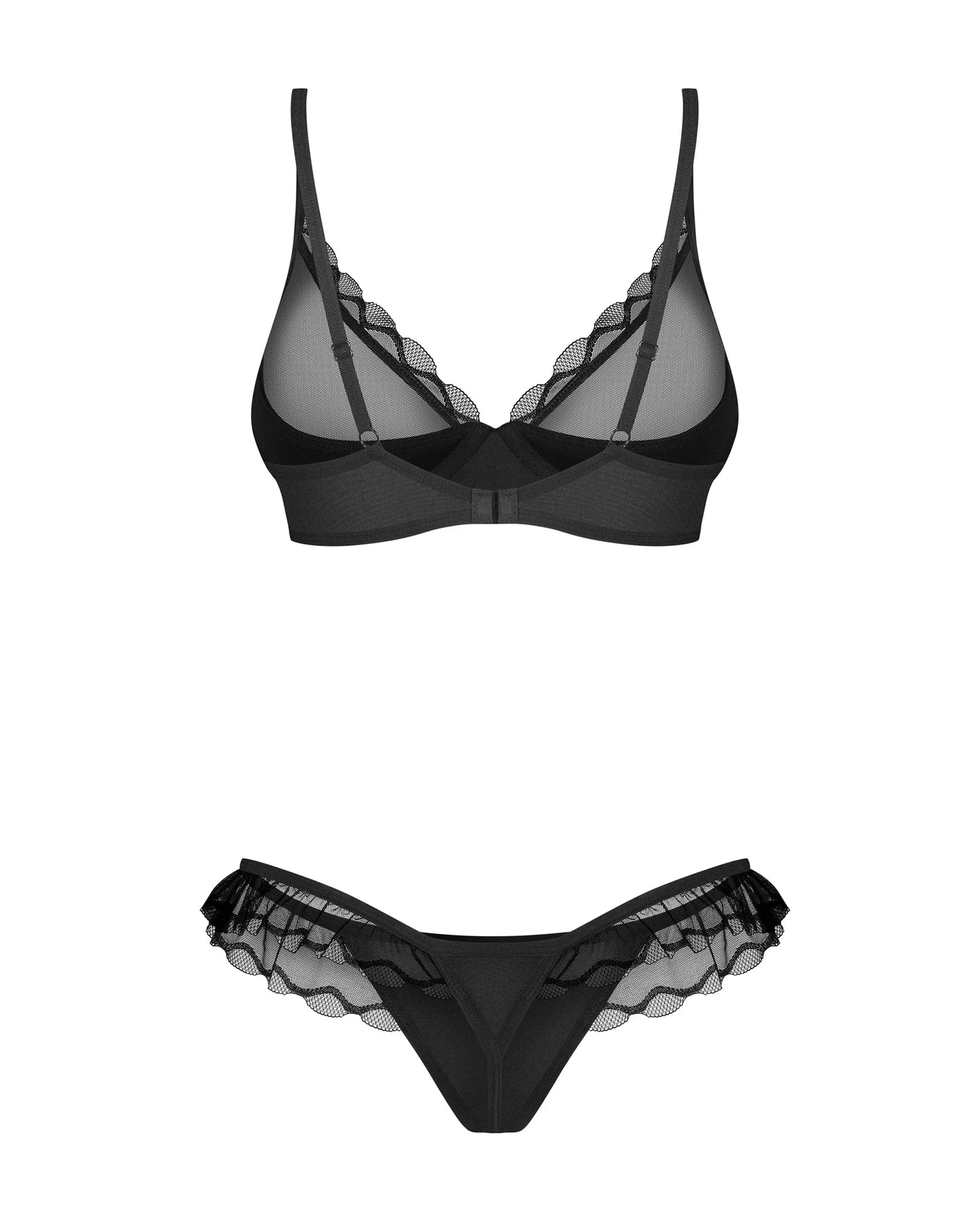 Obsessive Stelisa Sheer Mesh Lingerie Set: Elegant Bra & Thong Duo