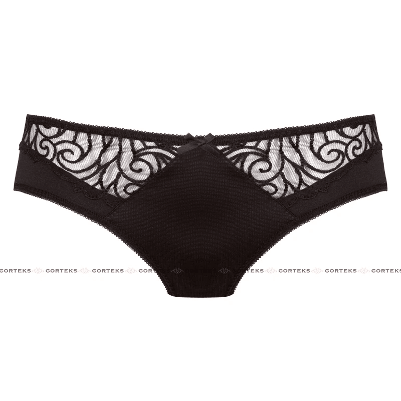 Sheer Embroidered Bikini Panty Gorteks Onyx - Ansley Effect