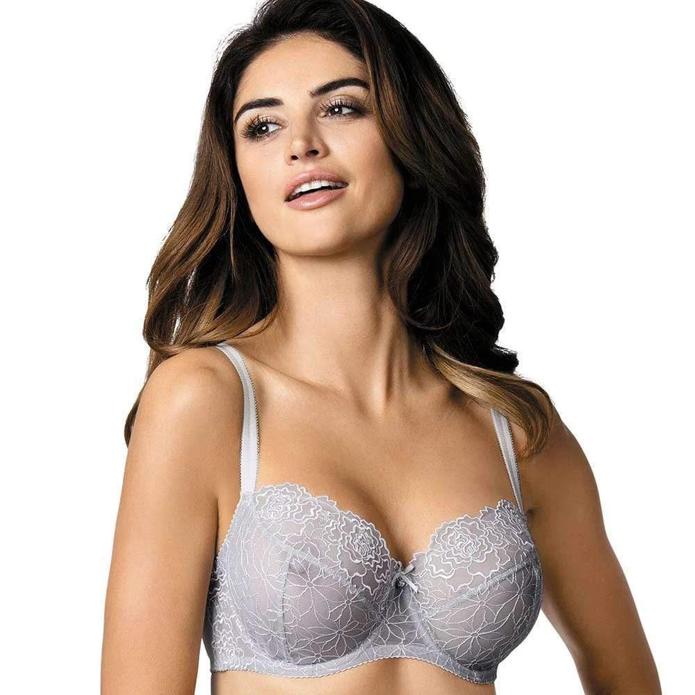 Sheer Mesh Balconette Bra Gorteks Pamela Silver by Gorteks Lingerie