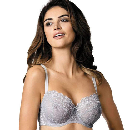 Sheer Mesh Balconette Bra Gorteks Pamela Silver by Gorteks Lingerie