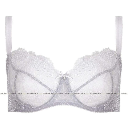 Sheer Mesh Balconette Bra Gorteks Pamela Silver by Gorteks Lingerie