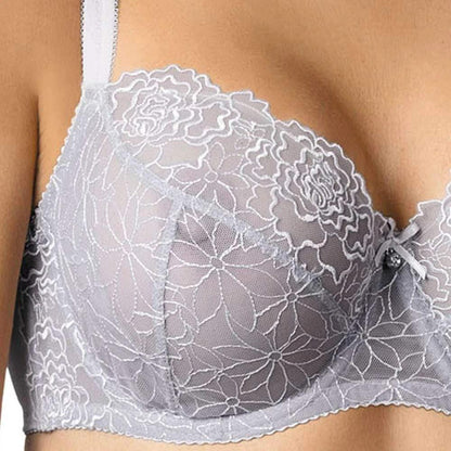 Sheer Mesh Balconette Bra Gorteks Pamela Silver by Gorteks Lingerie