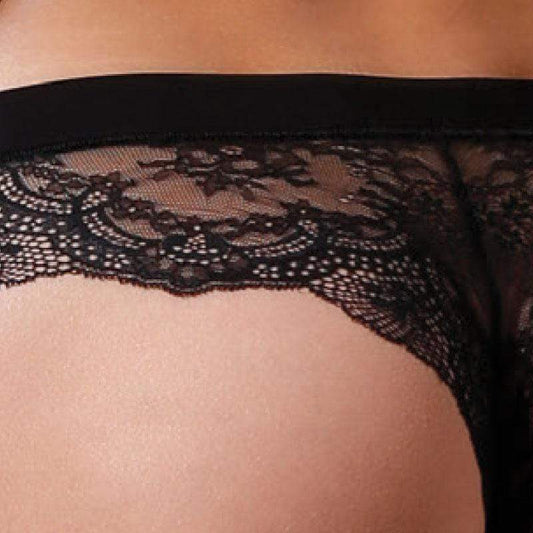 Sheer Lace Brazilian Panty Lavinia Gentleness Black