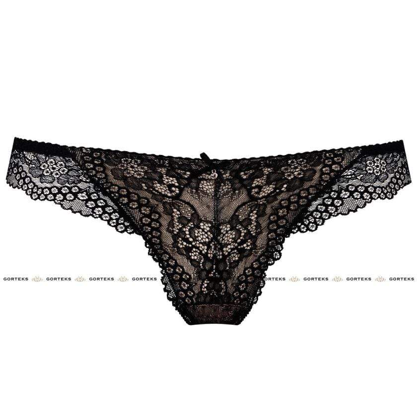 Gorteks Scarlet Black Sheer Lace Thong Panty