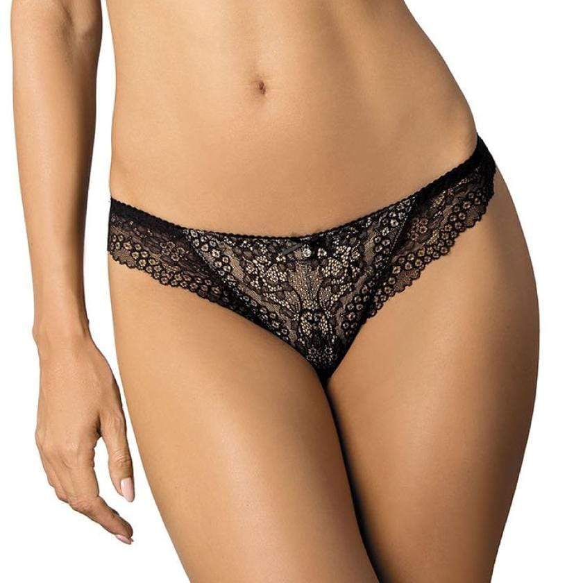 Gorteks Scarlet Black Sheer Lace Thong Panty