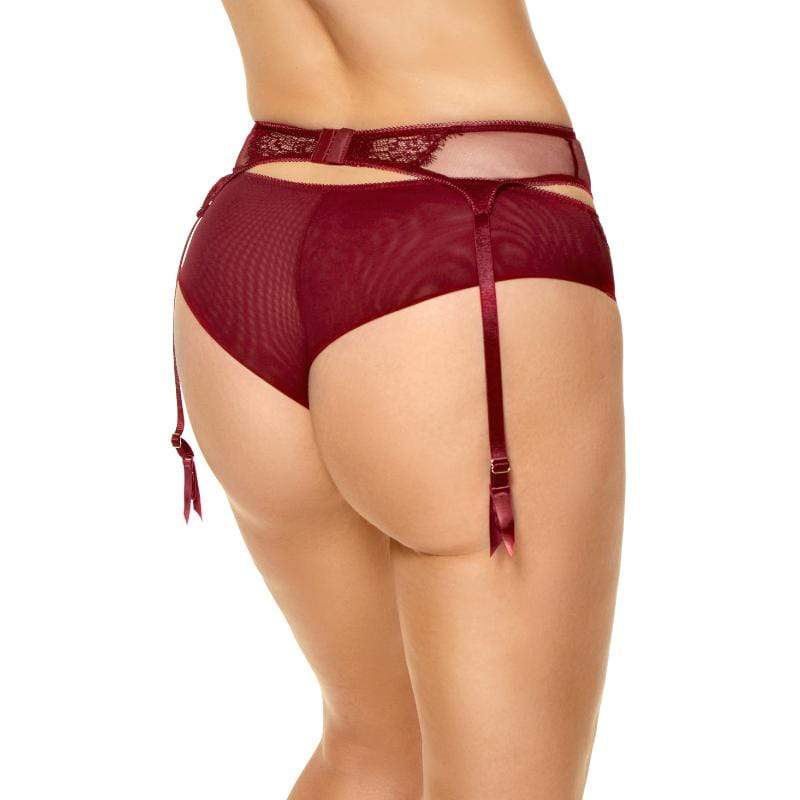 Kinga Cherry Sheer Mesh Lace Garter Belt