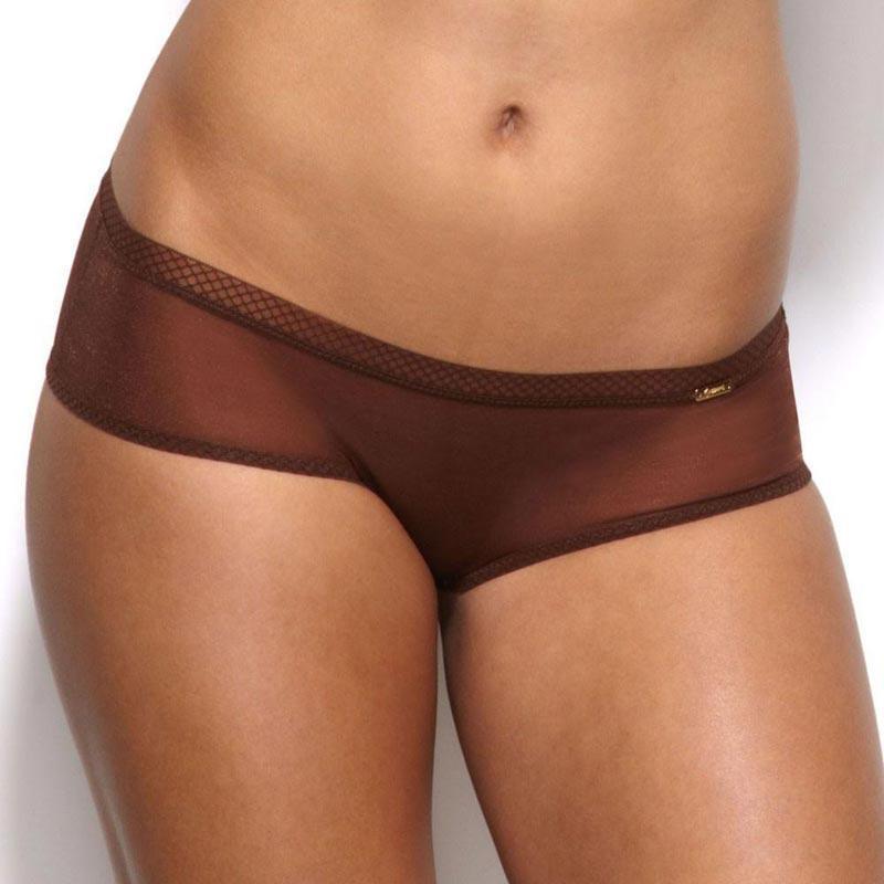 Gossard Glossies Rich Brown Sheer See Through Shorts Panty