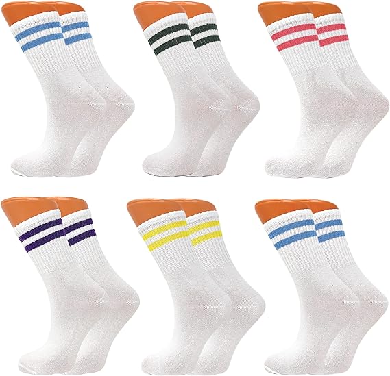 Women's Tennis Crew Socks – Extra Thin & Breathable – 6 Pairs – Cotton-0
