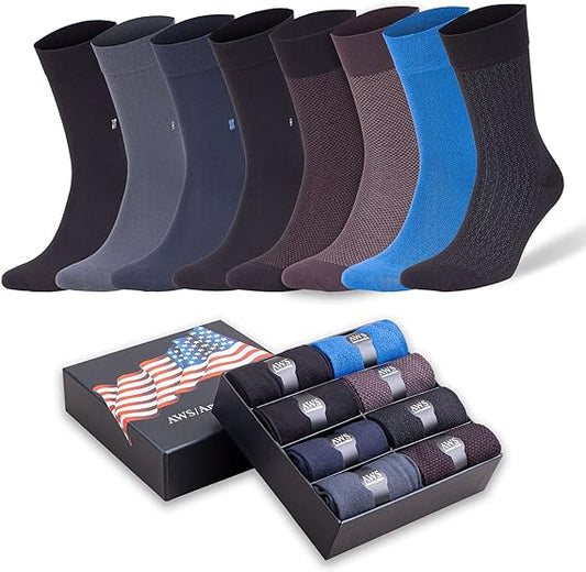 Men’s Bamboo Rayon Dress Socks 8 Pairs Assorted Colors Size 8-11.5 Soft and Breathable-0