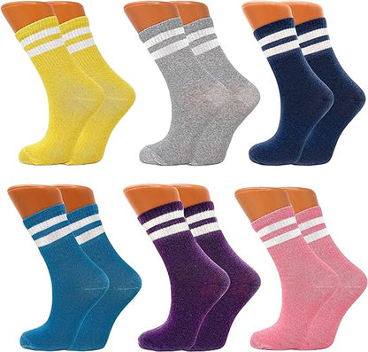 Women's Tennis Crew Socks – Extra Thin & Breathable – 6 Pairs – Cotton-1