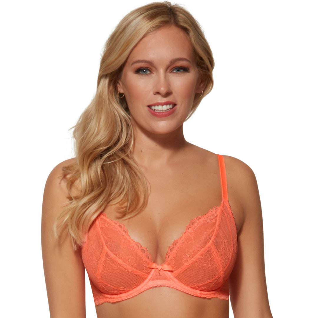 Gossard Superboost Lace Neon Coral Plunge Bra