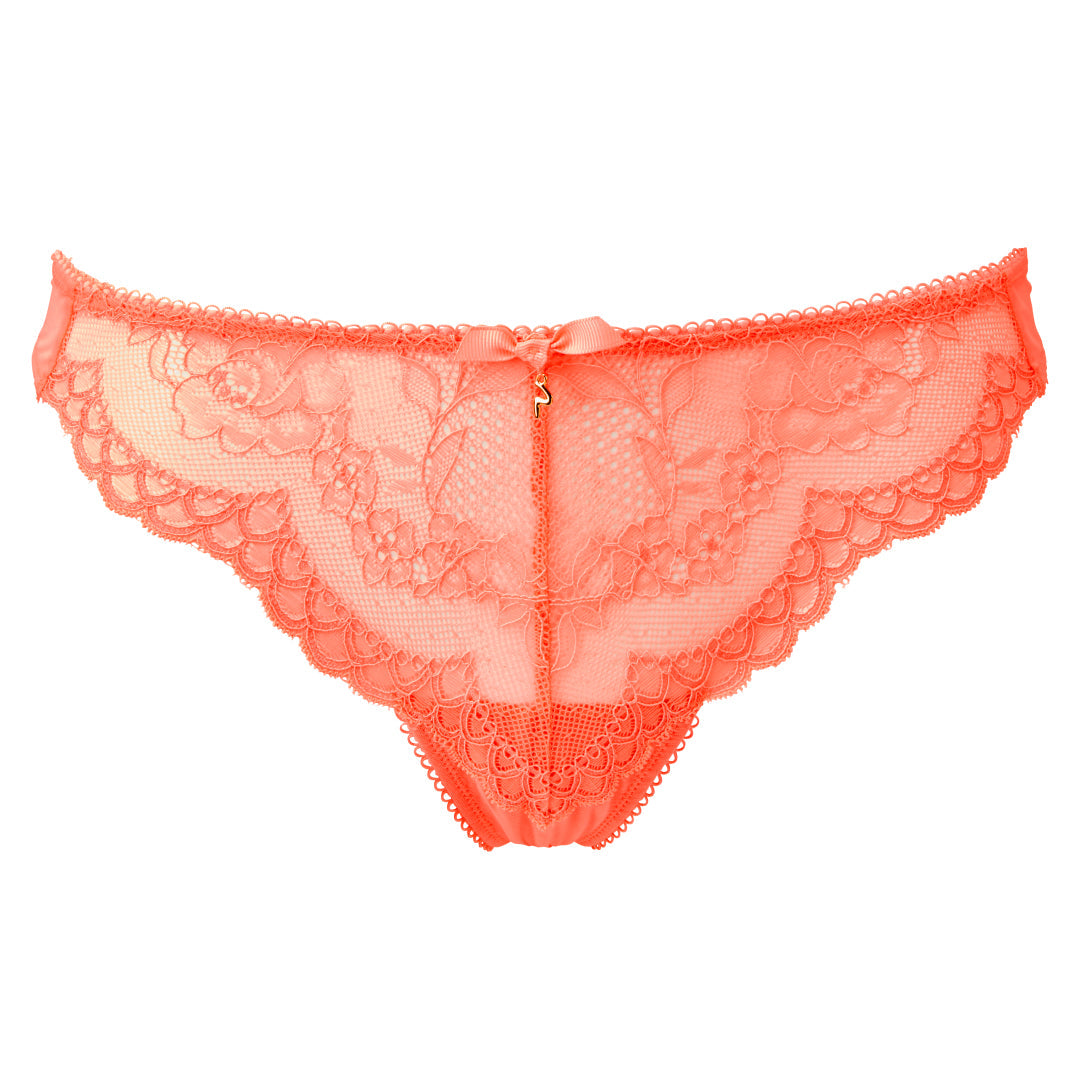 Gossard Superboost Lace Neon Coral Sheer Thong Panty