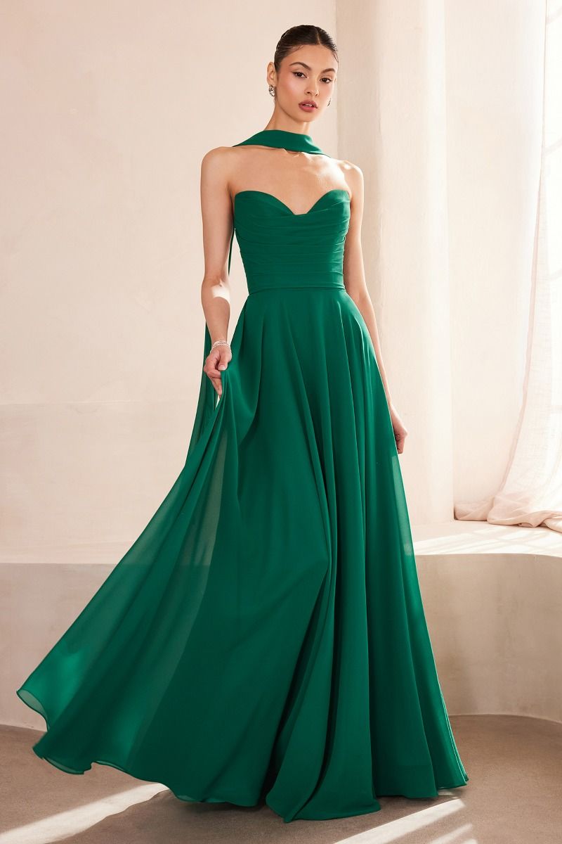 Strapless sweetheart neckline A-line dress-4